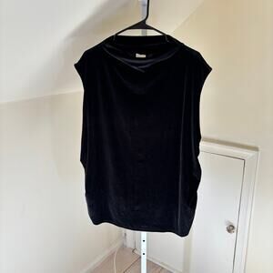 A New Day NWOT Women's Black Velvet Sleeveless Ruched Sides Blouse 3X